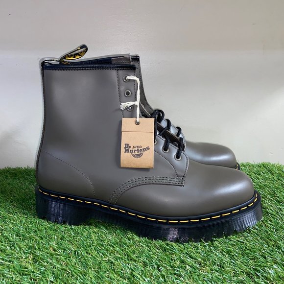 Dr. Martens 1460 BEX Smooth Leather Platform Boots Khaki Grey Men's Size 14 NEW - Picture 1 of 8